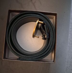 Men's Gucci Green Leather Belt with Gold Buckle 48 Inches